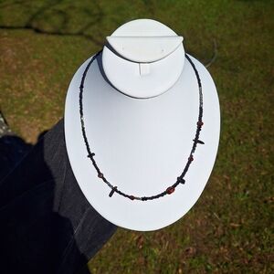 Garnet, Tiger Eye, Obsidian Necklace ~ Artisan Jewelry
